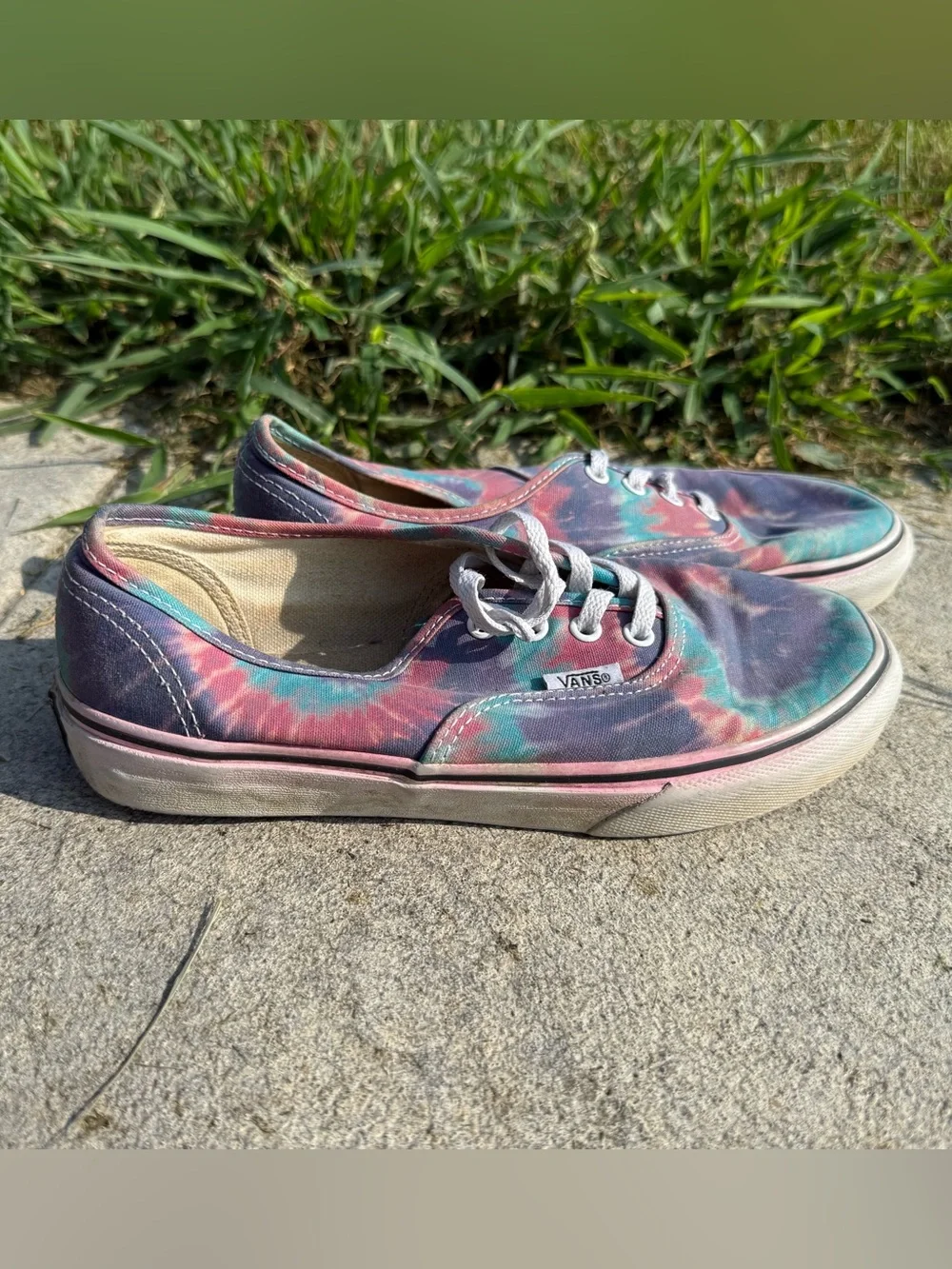 Nice purple blue pink Tie Dye canvas sneaker shoes Vans kids girls size 3.5